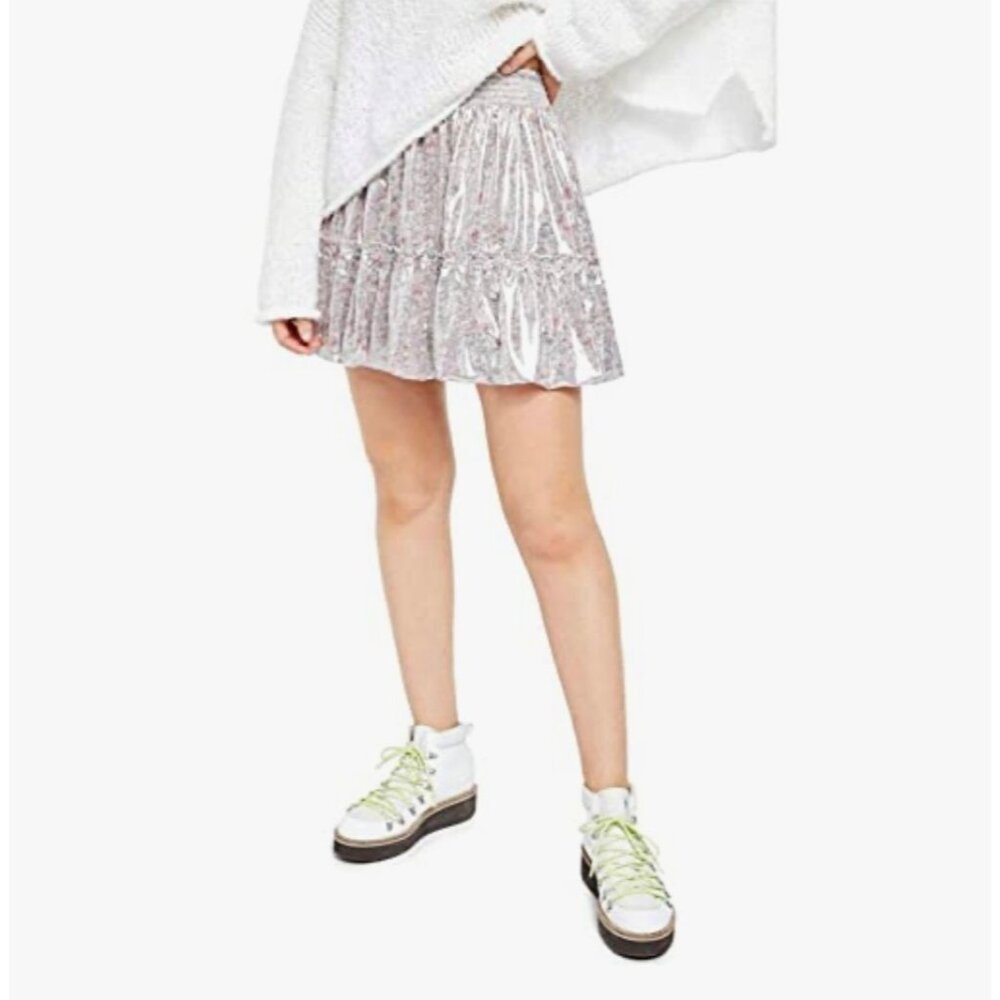 Free People Summer Floral A-Line Skater Mini Skirt - Picture 7 of 16